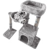 Cat Tree, Small Tower with Sisal Scratching Post and Hammock Light Gray