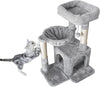 Cat Tree, Small Tower with Sisal Scratching Post and Hammock Light Gray