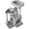 Cat Tree, Small Tower with Sisal Scratching Post and Hammock Light Gray